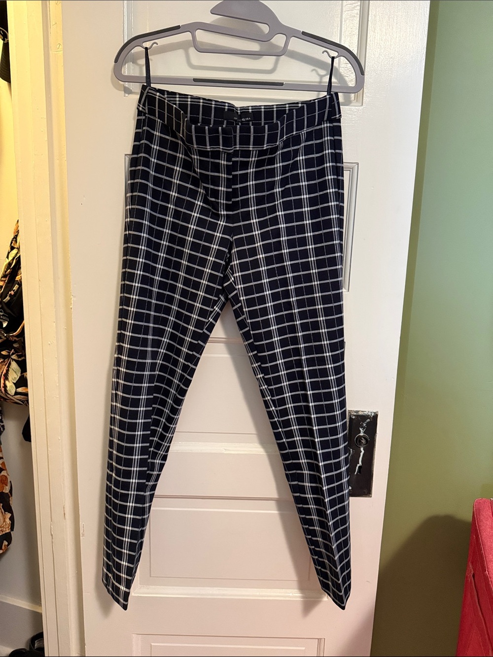 Amanda & Chelsea Navy and White Windowpane Pants